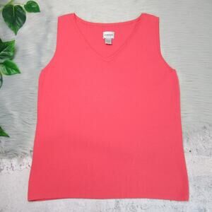 CHICO’S 1 Light Pink Sleeveless V-Neck Knit Tank Top Women’s Size Medium / 8